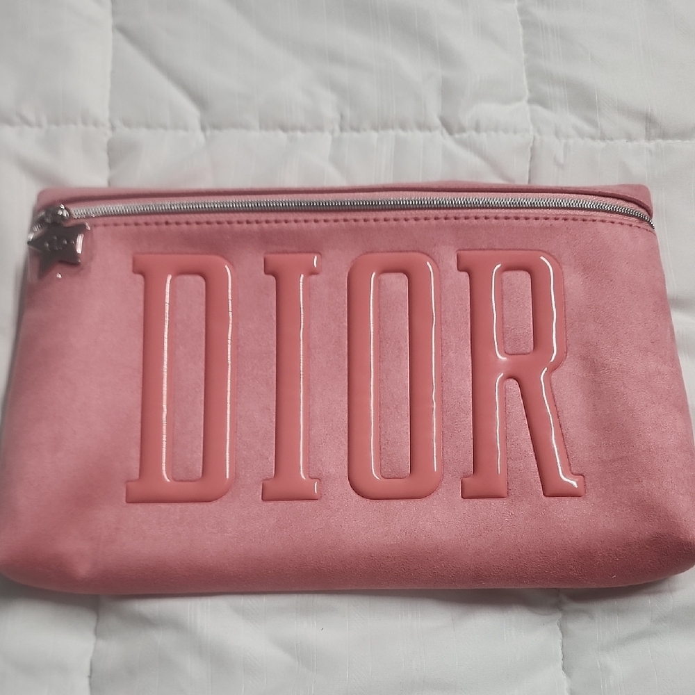 GWP Dior Pink Cosmetic Bag with Embossed Logo and Matte Finish